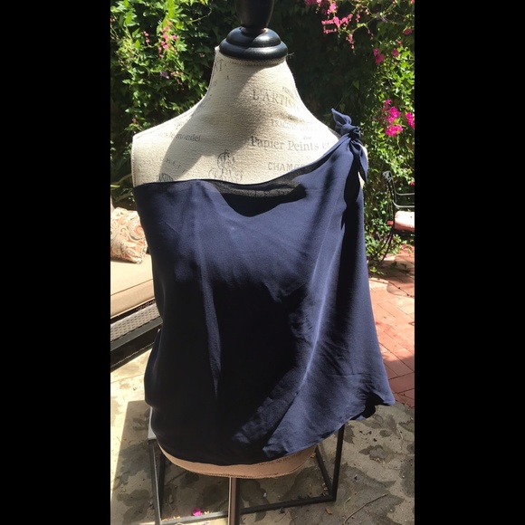 Ralph Lauren 100% Silk Sophisticated Scarf-Like Navy Top Size M - Picture 9 of 9